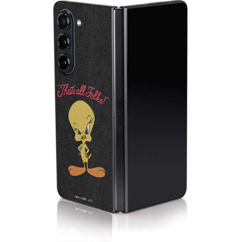 Looney Tunes Tweety Bird Thats All Folks Galaxy Z Fold5 5G Skin